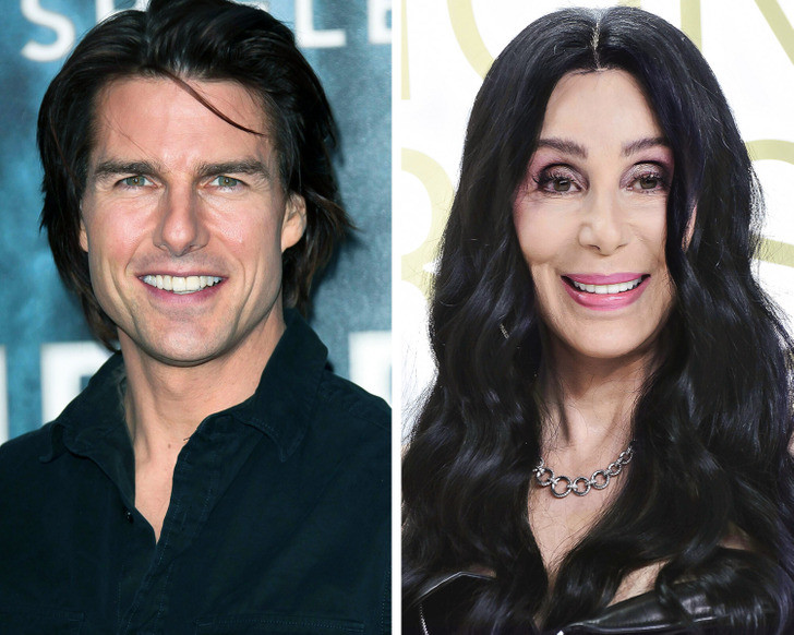 Tom Cruise và Cher hẹn hò trong thời gian ngắn vào giữa đến cuối những năm 1980 khi Cruise 23 và Cher 38.