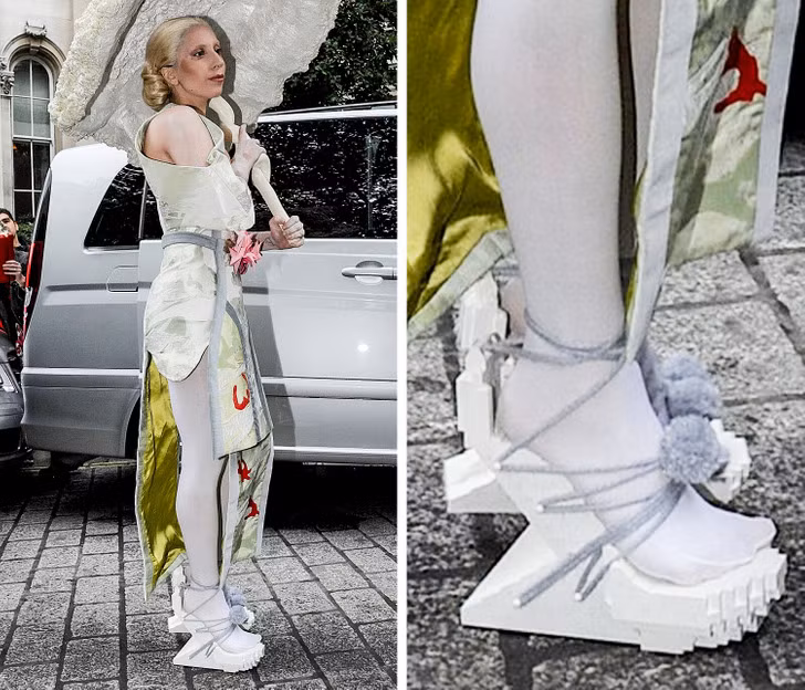 Khi rời khách sạn Langham ở London, Lady Gaga đã diện một bộ trang phục lấy cảm hứng từ Nhật Bản.