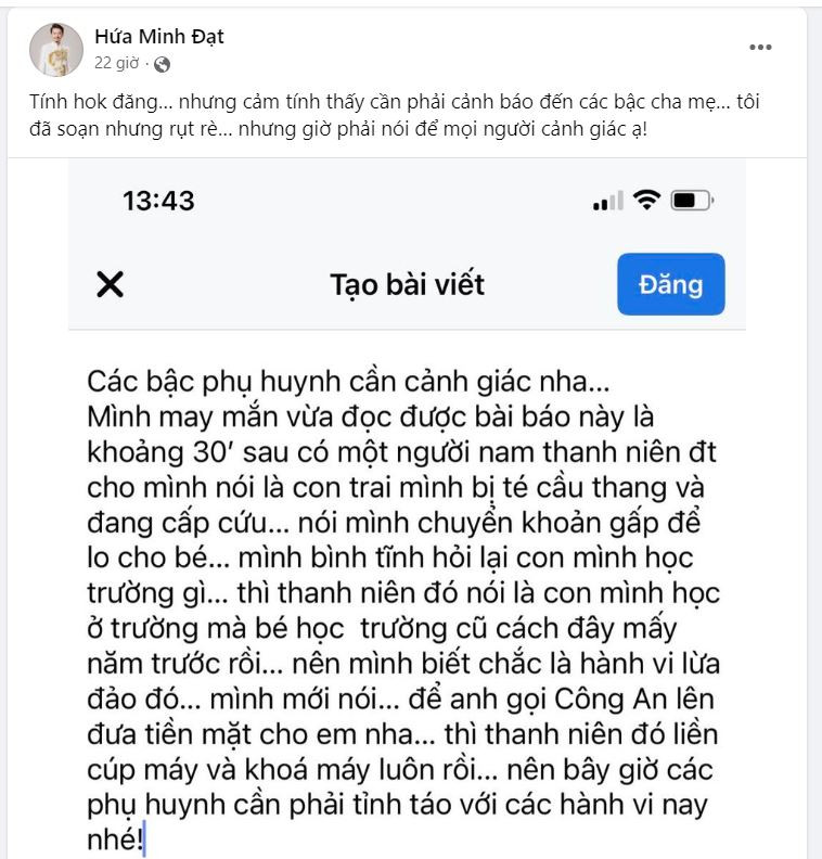 Bài chia sẻ của nam diễn viên Hứa Minh Đạt.