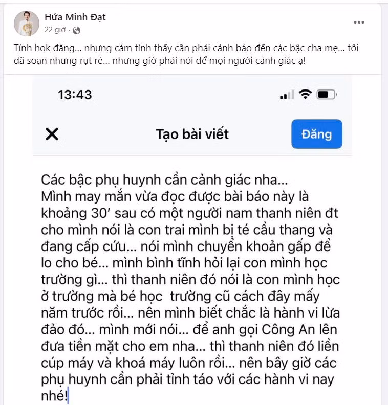 Bài chia sẻ của nam diễn viên Hứa Minh Đạt.
