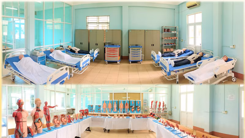 Phòng học mô hình hiện đại của ngành Điều dưỡng, Trường ĐH Hùng Vương. Ảnh: NVCC