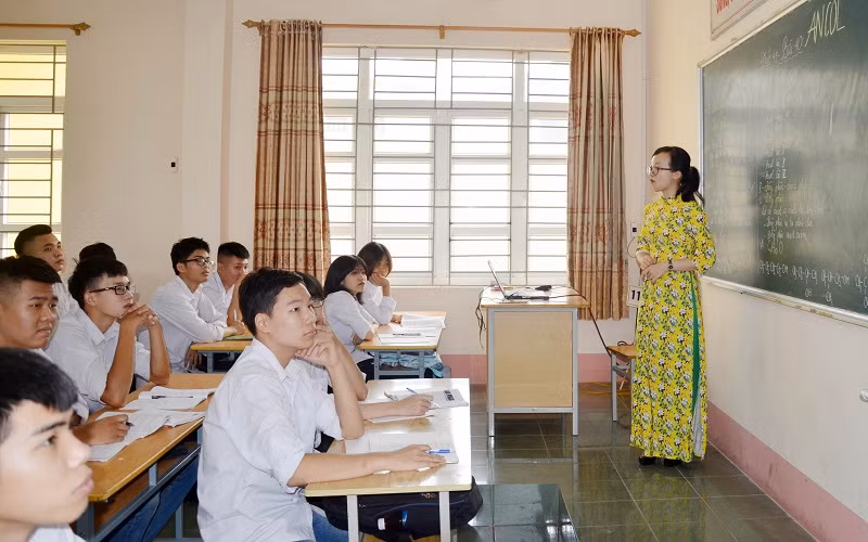 Giờ học của Trung tâm Giáo dục thường xuyên Quảng Ninh (ảnh chụp trước 29/4/2021).