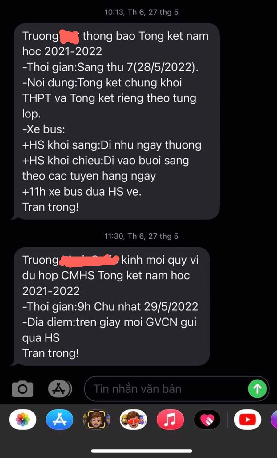 Nội dung thông tin từ sổ liên lạc điện tử. Ảnh: TG Nội dung thông tin từ sổ liên lạc điện tử. Ảnh: TG