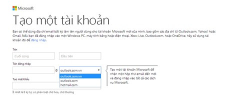 Tạo tài khoản Outlook.com với tên miền .vn ảnh 1 Tạo tài khoản Outlook.com với tên miền .vn ảnh 1