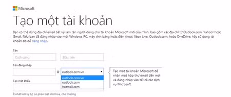Tạo tài khoản Outlook.com với tên miền .vn ảnh 1