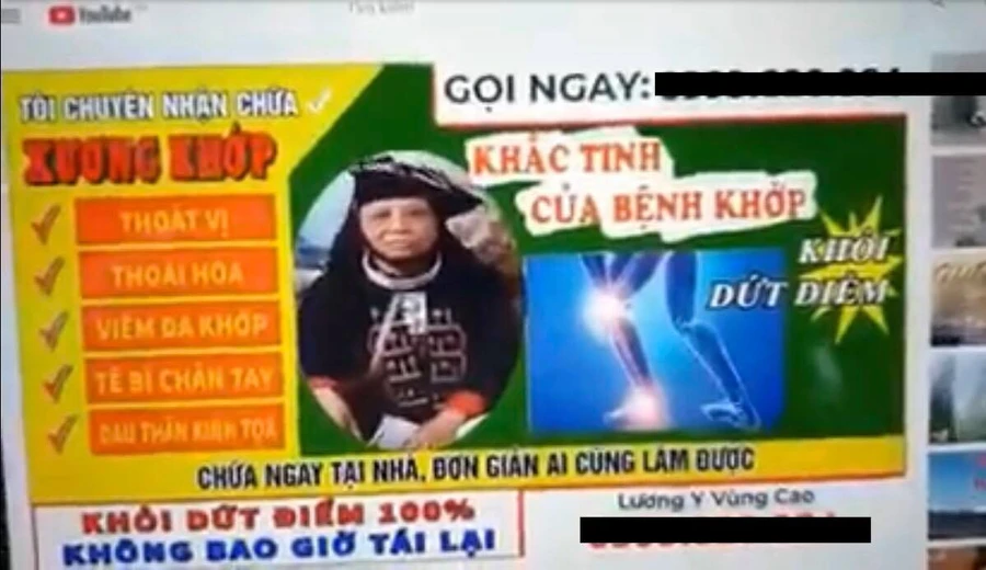 Quảng cáo trên mạng với những lời khẳng định về tác dụng chữa bệnh của những bài thuốc chưa có kiểm chứng.