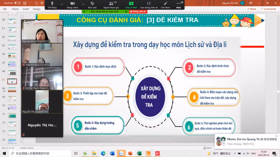 Lớp học ảo của khóa bồi dưỡng cán bộ quản lý, giáo viên tại tỉnh Quảng Trị. Ảnh: TG