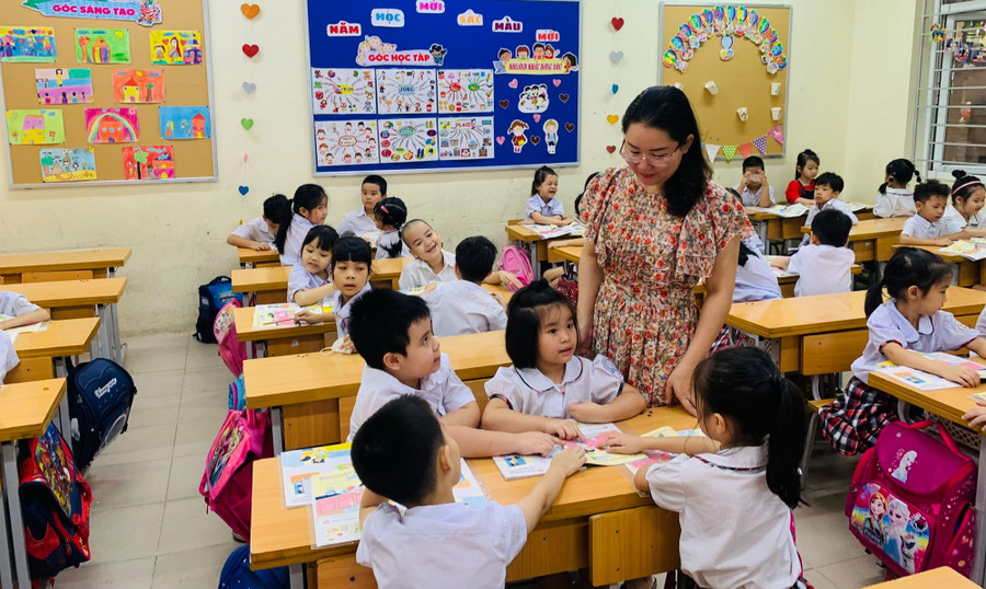 Lớp học Trường Tiểu học Vĩnh Tuy (Hai Bà Trưng, Hà Nội). Ảnh: TG