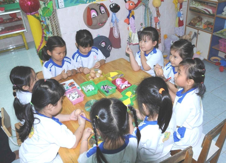 Giờ giáo dục kỹ năng của học sinh TP Mỹ Tho (Tiền Giang).