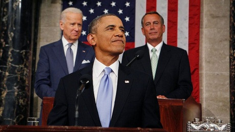 Tổng thống Barack Obama đọc Thông điệp liên bang. Ảnh: Washington Times