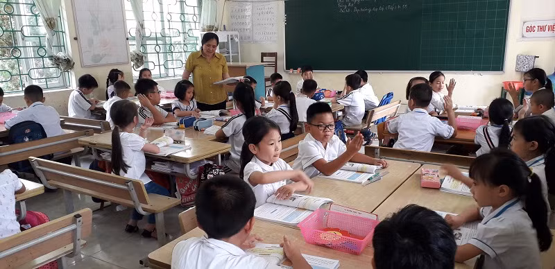 Một buổi học của học sinh Trường Tiểu học Hà Nội - Điện Biên Phủ, TP Điện Biên Phủ, tỉnh Điện Biên.