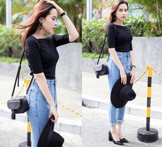 Chất liệu denim khỏe khoắn từ chân váy hay quần jean là item trẻ trung không thể thiếu trong tủ đồ của Lưu Hương Giang. Gu thời trang sành điệu của 5 bà mẹ Vbiz