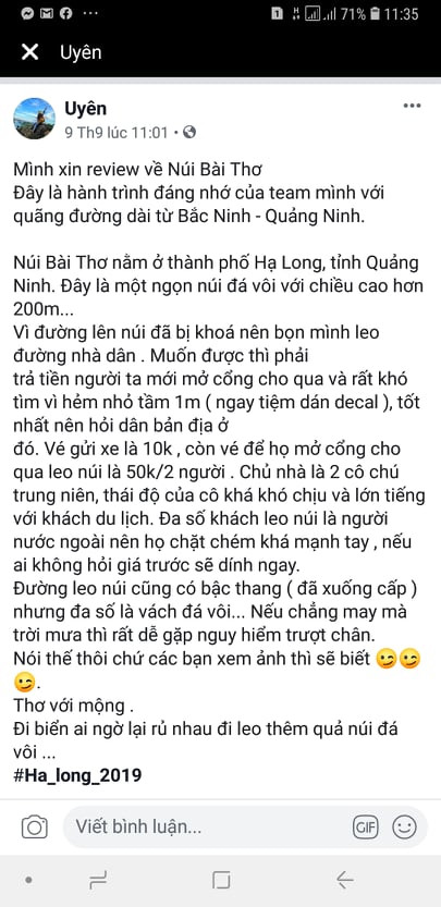 Chia sẻ của chủ tài khoản facebook về cách lên núi Bài Thơ. Chia sẻ của chủ tài khoản facebook về cách lên núi Bài Thơ.