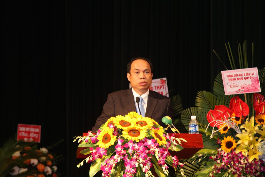 Ông Lê Quốc Tiến- Giám đốc Sở GD&ĐT Hải Phòng bày tỏ quyết tâm ngành giáo dục Hải Phòng sẽ giành nhiều thắng lợi to lớn hơn nữa trong sự nghiệp "trồng người"