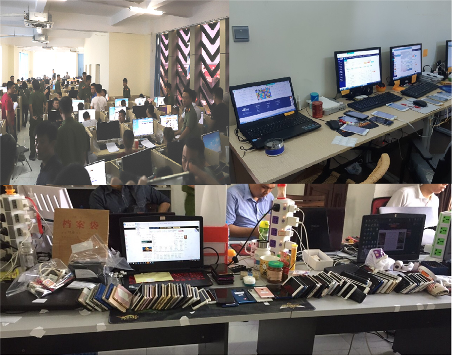 Các đối tượng cùng tang vật vụ án (Ảnh nguồn Bộ Công an) Các đối tượng cùng tang vật vụ án (Ảnh nguồn Bộ Công an)