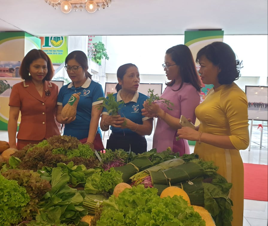 Các đại biểu tham dự hội nghị tham quan gian hàng nông nghiệp sạch