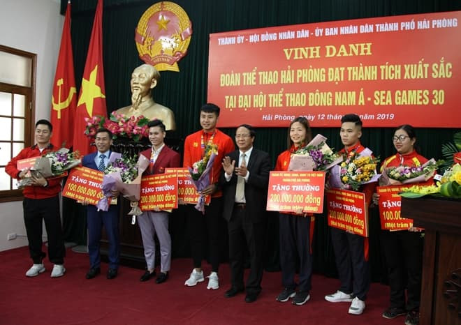 Hải Phòng quyết định trao thưởng 1,5 tỷ cho HLV, VĐV của Đoàn thể thao thành phố đạt thành tích cao tại SEA Games 30