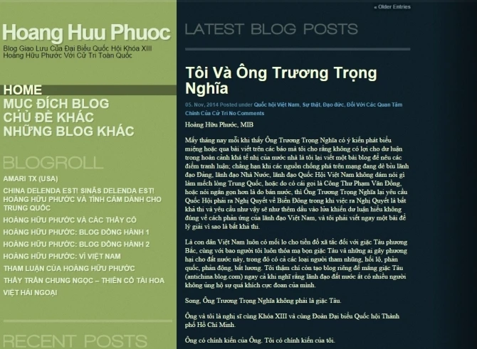 Đại biểu Hoàng Hữu Phước đăng tải bài viết xin lỗi đại biểu Trương Trọng Nghĩa.