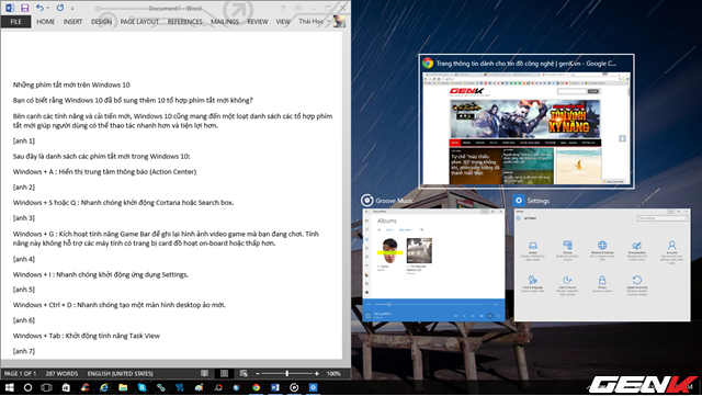 Những phím tắt mới trên Windows 10 giúp người dùng thao tác nhanh “chóng mặt“ ảnh 9 Những phím tắt mới trên Windows 10 giúp người dùng thao tác nhanh “chóng mặt“ ảnh 9