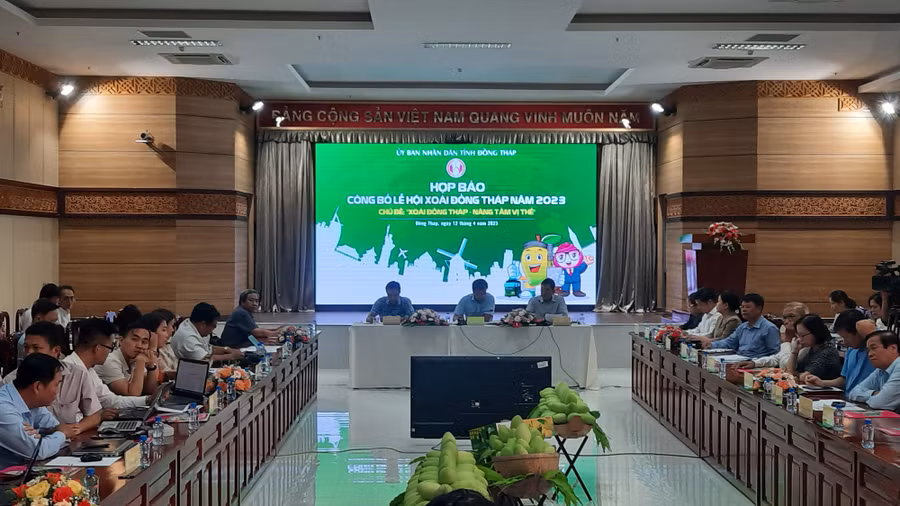 Quang cảnh buổi công bố Lễ hội xoài Đồng Tháp năm 2023.