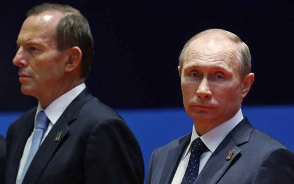 Thủ tướng Autralia Tony Abbott (trái) và Tổng thống Nga Putin.