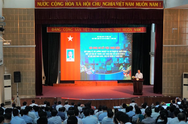 Hội nghị sơ kết thực hiện quy định về nghiệp vụ sư phạm (NVSP) và triển khai một số vấn đề trong Luật Giáo dục số 43/2019/QH14 về đội ngũ nhà giáo, cán bộ quản lý giáo dục.