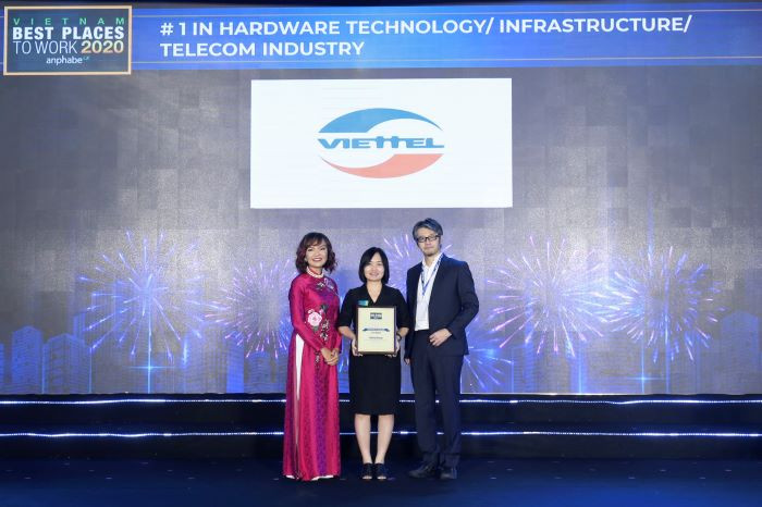 Viettel là nơi làm việc tốt nhất Việt Nam năm 2020 trong lĩnh vực Công nghệ thông tin - Hạ tầng - Viễn thông. 