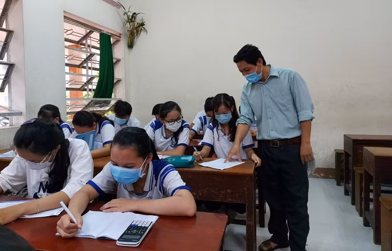 Một lớp học của Trường THPT Giồng Riềng (Kiên Giang). Ảnh: NVCC