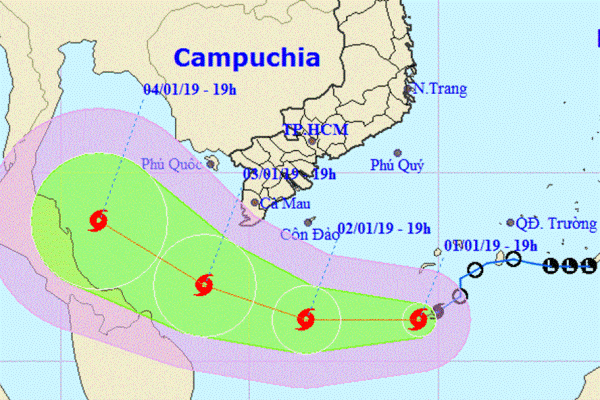 Sơ đồ dự báo hướng đi bão - Ảnh: Trung tâm Dự báo khí tượng thủy văn quốc gia