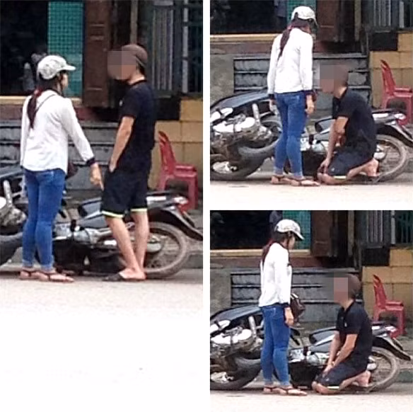 Nam thanh niên quỳ gối xin lỗi bạn gái trên đường phố Thái Nguyên. Ảnh: Internet. Những kiểu quỳ gối níu kéo tình yêu gây xôn xao dư luận