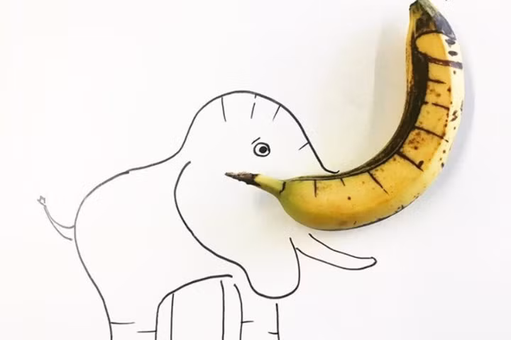 Những bức tranh minh họa hài hước được vẽ từ chuối