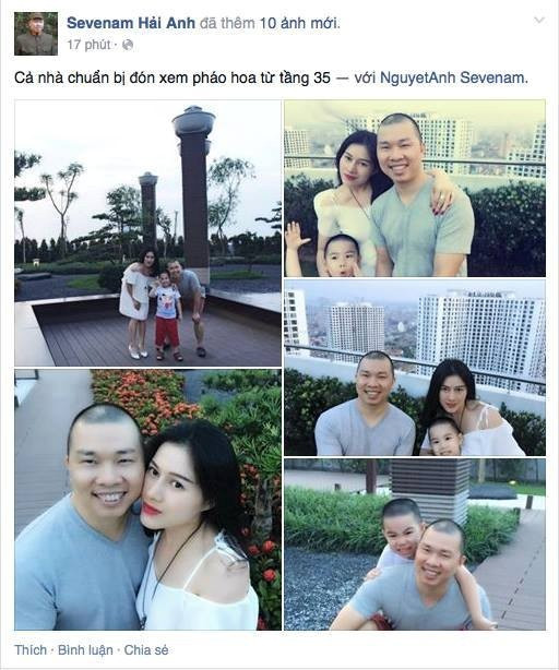 Diễn viên Hải Anh phấn khích khi sắp có những giây phút nghỉ lễ cùng gia đình. Anh khoe trên trang cá nhân, cả gia đình sẽ đón pháo hoa từ tầng 35. Sao Việt háo hức xem pháo hoa mừng 30/4