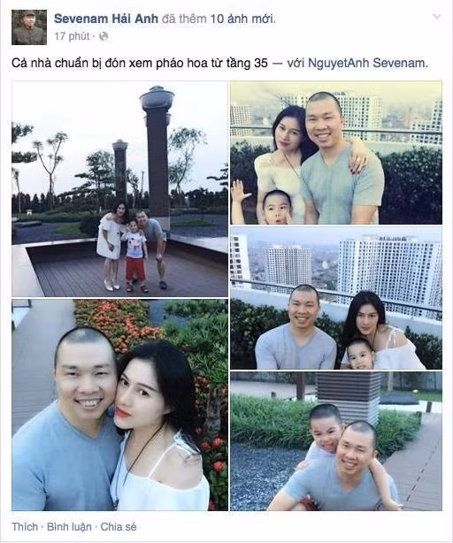 Diễn viên Hải Anh phấn khích khi sắp có những giây phút nghỉ lễ cùng gia đình. Anh khoe trên trang cá nhân, cả gia đình sẽ đón pháo hoa từ tầng 35. Sao Việt háo hức xem pháo hoa mừng 30/4