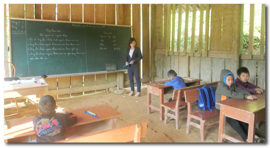 Điều kiện cơ sở vật chất lớp ghép hạn chế sẽ ảnh hưởng chất lượng dạy học. Ảnh: IT