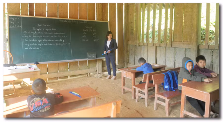 Điều kiện cơ sở vật chất lớp ghép hạn chế sẽ ảnh hưởng chất lượng dạy học. Ảnh: IT