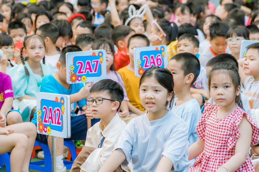 Học sinh Trường Tiểu học Đoàn Thị Điểm, Hà Nội trong ngày khai giảng. Ảnh: Lan Anh Học sinh Trường Tiểu học Đoàn Thị Điểm, Hà Nội trong ngày khai giảng. Ảnh: Lan Anh