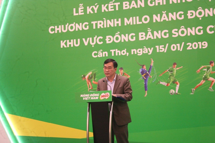 Ông Ngũ Duy Anh - Vụ trưởng Vụ Giáo dục thể chất (Bộ GD&ĐT) phát biểu tại buổi lễ