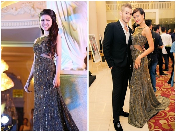 Mới đây, tại sự kiện Men of the Year, MC Phương Mai diện lại mẫu váy dạ hội chất vải lấp lánh từng được Thu Hằng chọn mặc khi tham dự một chương trình cách đó không lâu. Với ngoại hình chuẩn người mẫu, hai người đẹp đều được ghi nhận là mỹ nhân sành điệu ở sự kiện. 10 vụ đụng váy áo mới nhất của mỹ nhân showbiz Việt