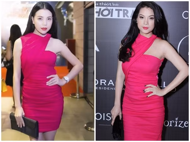 Vóc dáng đầy đặn, gợi cảm giúp Trà Ngọc Hằng và Trương Ngọc Ánh nổi bật khi diện chung thiết kế tông màu hồng trẻ trung, ngọt ngào. 10 vụ đụng váy áo mới nhất của mỹ nhân showbiz Việt