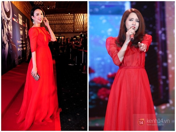 Bộ váy nữ tính tông đỏ giúp Ngọc Diễm lọt nhóm sao đẹp tuần được Bảo Anh diện lại khi xuất hiện trên sân khấu ca nhạc cách đây không lâu. Chiều cao hơn 1,7m cách phối phụ kiện ăn nhập giúp Hoa hậu du lịch được khen ngợi là nổi bật hơn hẳn nữ ca sĩ The voice. 10 vụ đụng váy áo mới nhất của mỹ nhân showbiz Việt