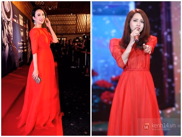 Bộ váy nữ tính tông đỏ giúp Ngọc Diễm lọt nhóm sao đẹp tuần được Bảo Anh diện lại khi xuất hiện trên sân khấu ca nhạc cách đây không lâu. Chiều cao hơn 1,7m cách phối phụ kiện ăn nhập giúp Hoa hậu du lịch được khen ngợi là nổi bật hơn hẳn nữ ca sĩ The voice. 10 vụ đụng váy áo mới nhất của mỹ nhân showbiz Việt