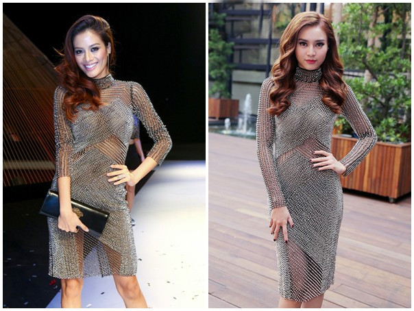 Diễn viên Lan Ngọc làm mới hình ảnh với thiết kế dạ hội đính hạt cá tính. Tuy nhiên, nhiều nhận xét cho rằng, người đẹp không mấy phù hợp khi diện mẫu váy có phong cách đối lập với hình tượng nữ tính. Trước cô, bộ cánh từng giúp Như Vân nổi bật tại sự kiện Tuần lễ thời trang quốc tế Việt Nam. Mẫu váy hiện đại được cho là ăn nhập với vẻ đẹp của nữ người mẫu. 10 vụ đụng váy áo mới nhất của mỹ nhân showbiz Việt