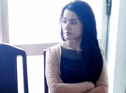 Hồng tại cơ quan điều tra. Ảnh: Quốc Thắng.