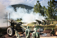 Xem tiêm kích Su-30 diệt mục tiêu, trực thăng bắn rốc két, pháo phòng không nhả đạn ảnh 9 Pháo của Lữ đoàn 6 (Quân khu 9) nhả đạn.