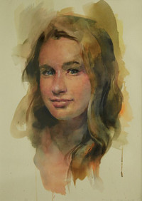 Thieu nu tuyet dep qua nhung net ve tranh mau nuoc 