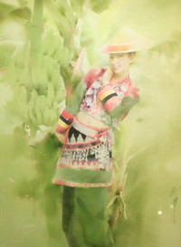 Thieu nu tuyet dep qua nhung net ve tranh mau nuoc 