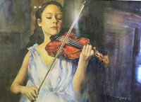 Thieu nu tuyet dep qua nhung net ve tranh mau nuoc 