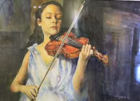 Thieu nu tuyet dep qua nhung net ve tranh mau nuoc 