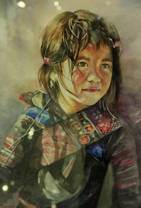 Thieu nu tuyet dep qua nhung net ve tranh mau nuoc 