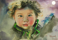 Thieu nu tuyet dep qua nhung net ve tranh mau nuoc 